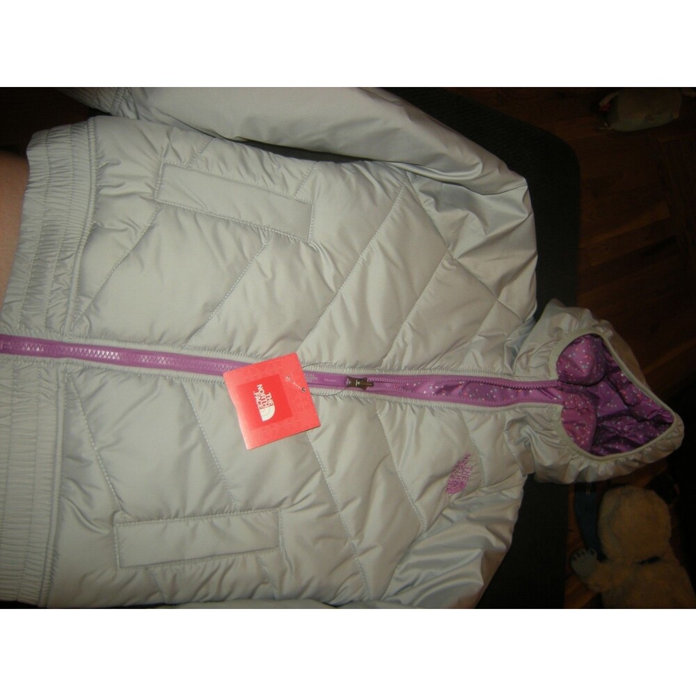 New Girls Gray & Purple The North Face Mtn Sports Reversible Coat, Size L